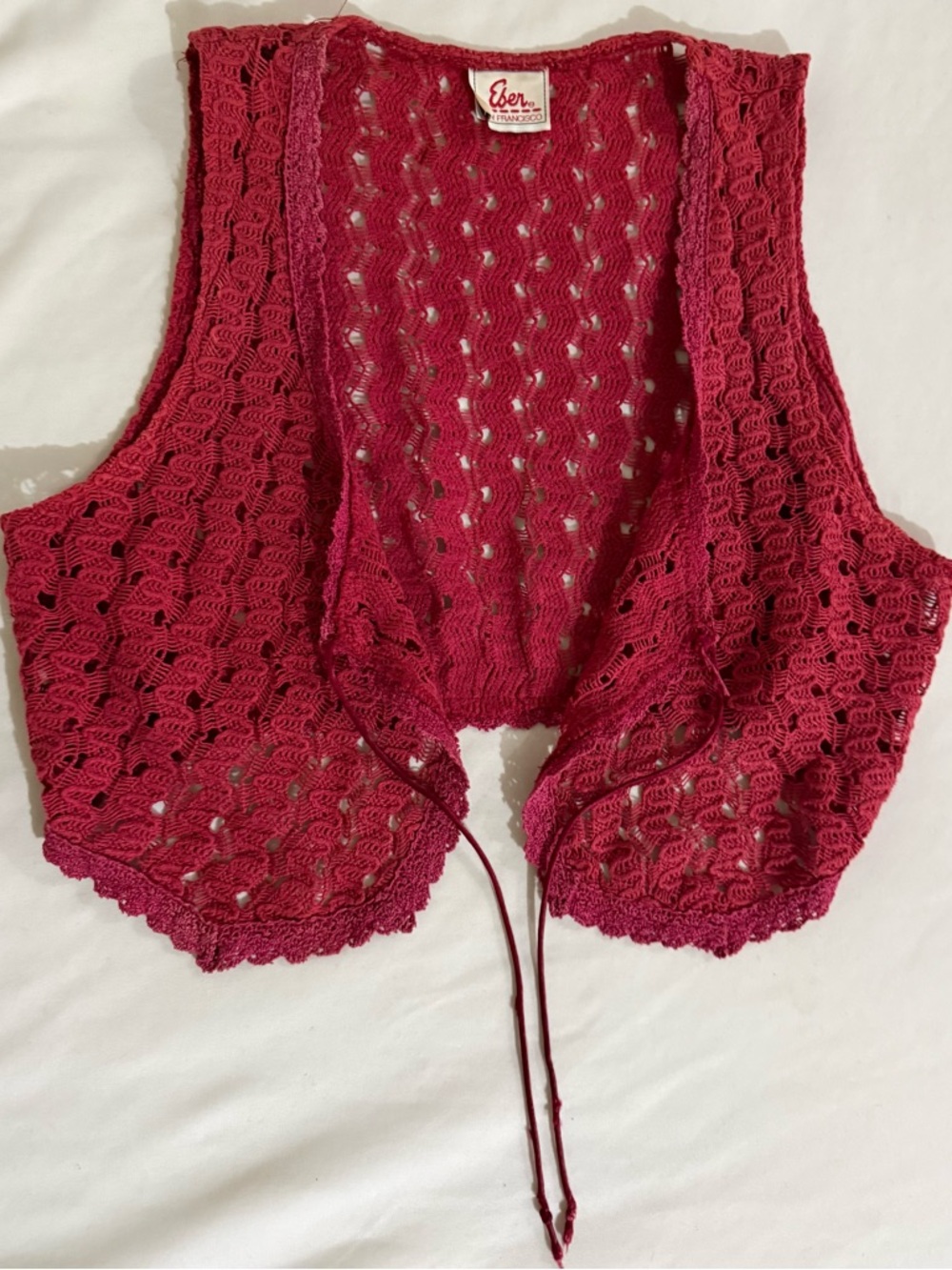 Women's Open-Knit Red Sweater